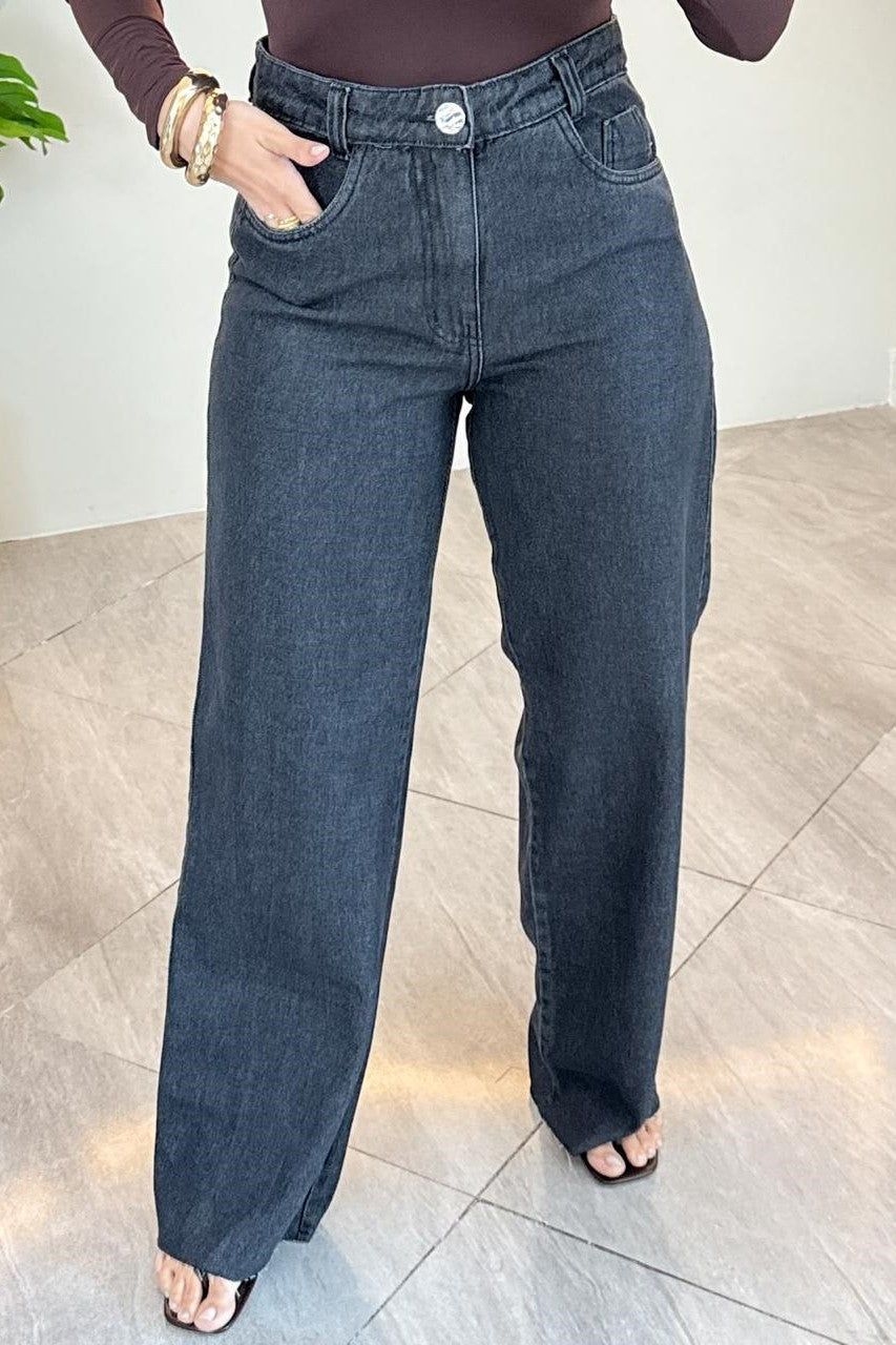 Calça Wide Leg Jeans Preto